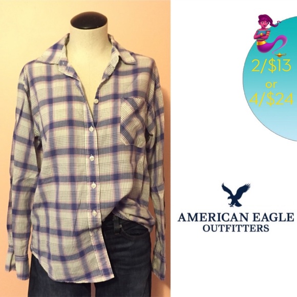 American Eagle Outfitters Tops - 📦 MOVING SALE 🚛 AEO super soft plaid button down🔮 Sz Small